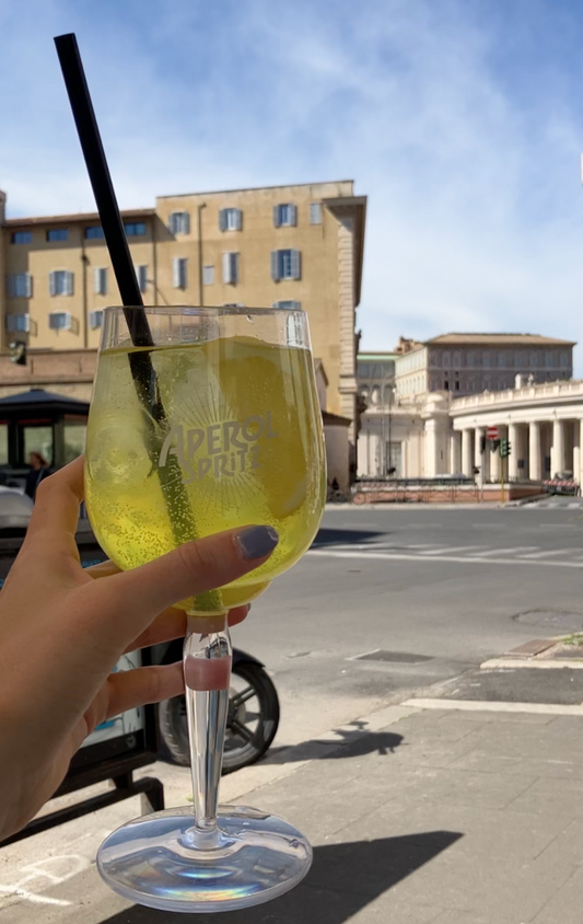 A glass of limoncello spritz in Rome