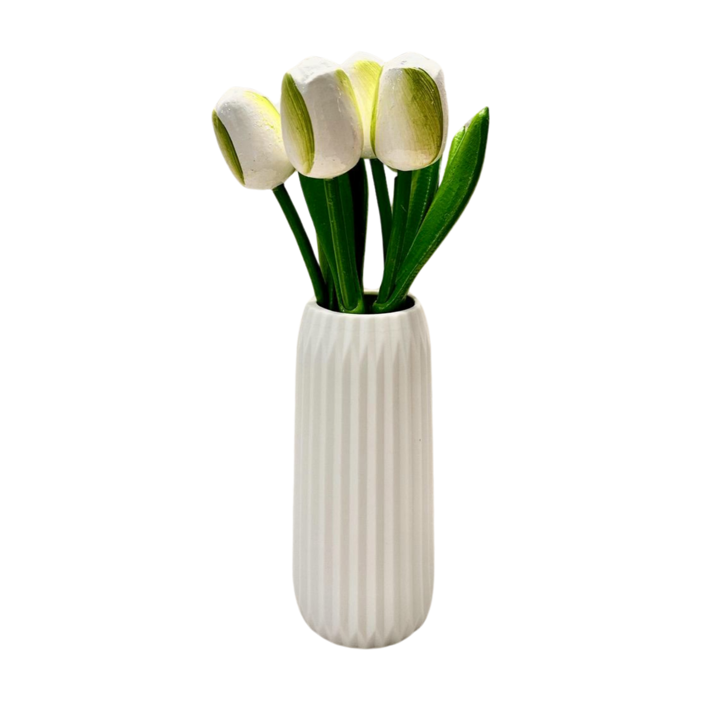 Wooden Dutch tulips in white
