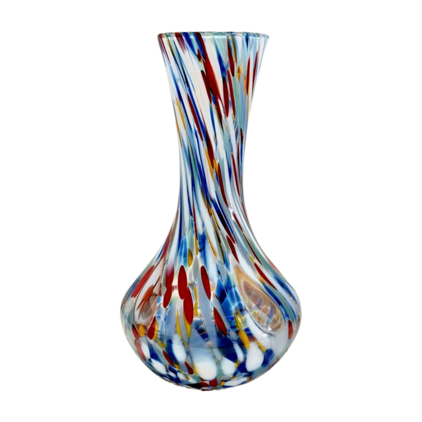 Murano glass vase in multicolor design. Hand-blown in Italy.