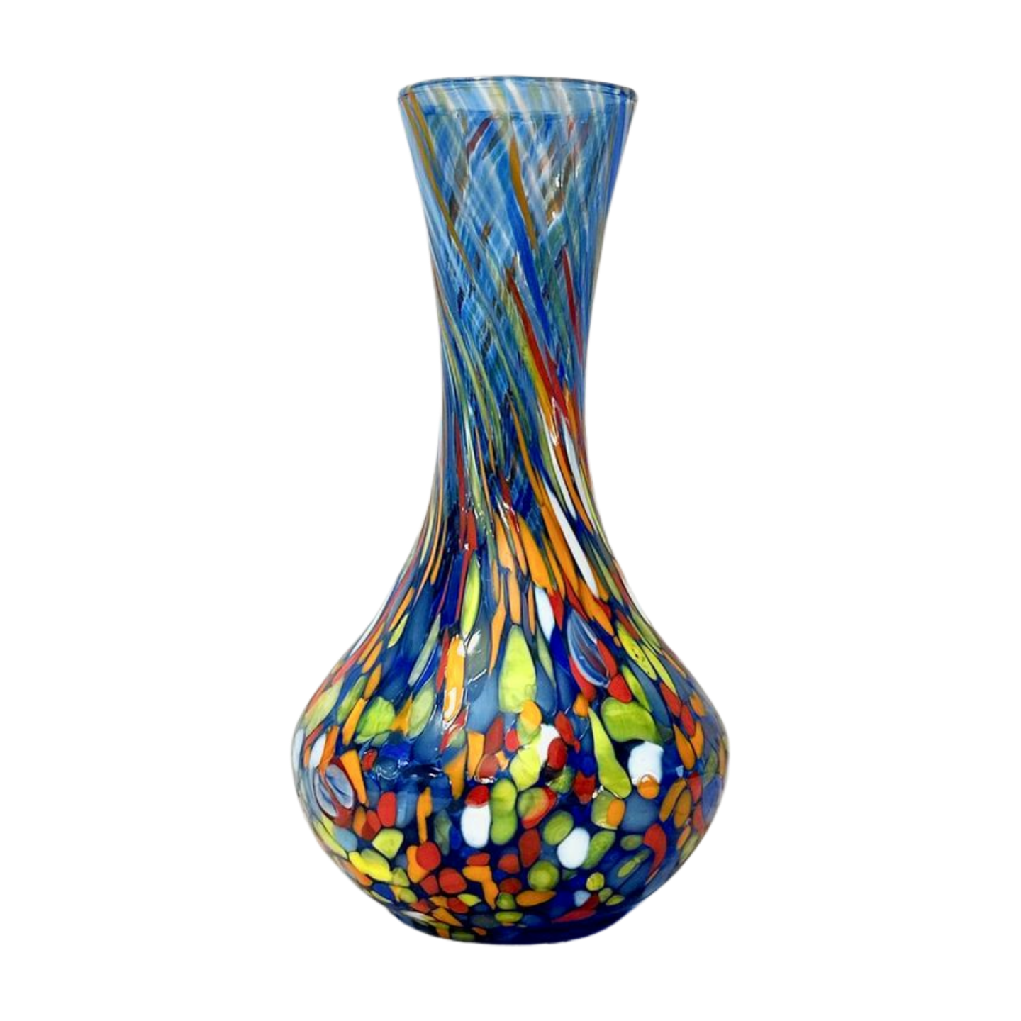Murano glass vase in a classic blue design. Hand-blown in Italy.