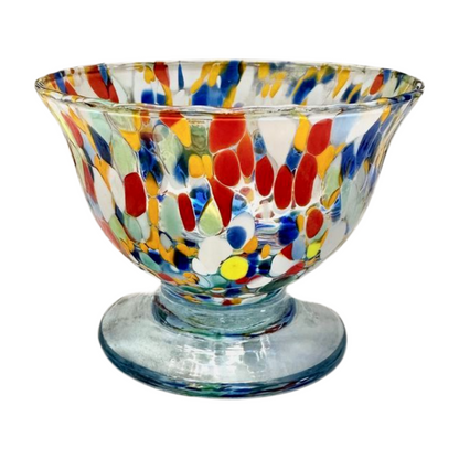 Murano glass ice cream dish in multicolor design. Imported from Italy.